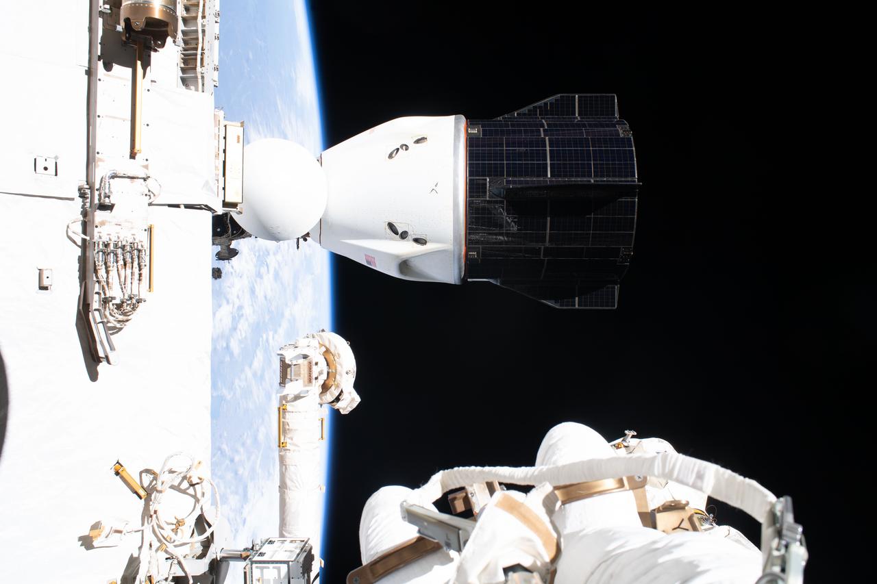 NASA / The SpaceX Dragon spacecraft docked to the International Space Station